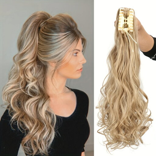 ロングウェーブポニーテールエクステンション - 55.88 cm クロークリップイン合成ヘアピース レディース - 髪にボリュームとスタイルをプラス ハロウィン クリスマス ロングウェーブポニーテールエクステンション - 55.88 cm クロークリップイン合成ヘアピース レディース - 髪にボリュームとスタイルをプラス ハロウィン クリスマス