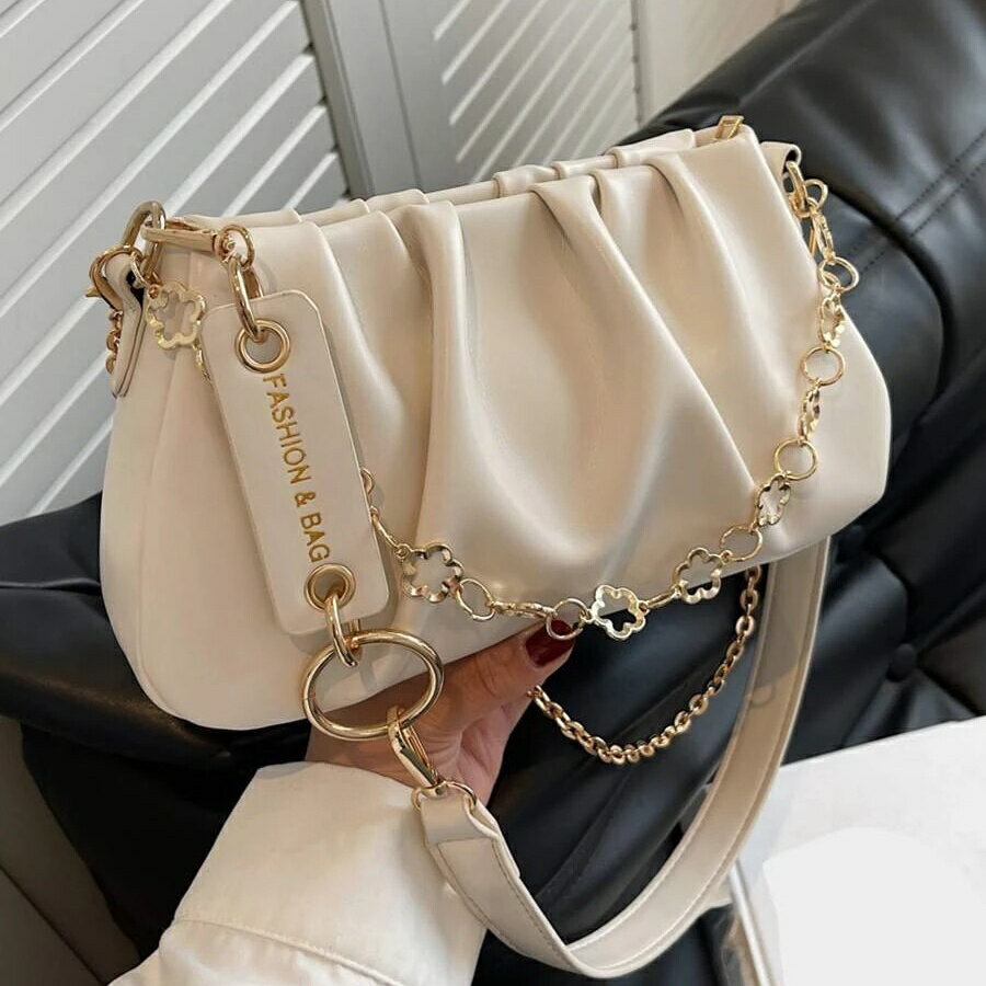 ファッション ルーズ 肩掛け バッグ クラウド ショルダーバッグ モワレ キーチェーン装飾付き 取り外し..