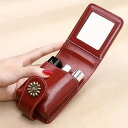 おしゃれ ミニメイクバッグ ポータブルメイクケース ミラー付き リップストックコンパートメント(4)
