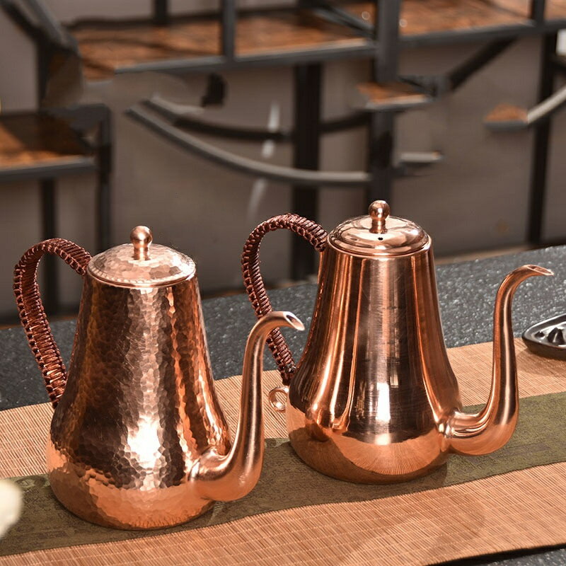 コーヒードリップポット 1000ml 目盛付き 細口 ポット 煎茶道具 水注 水次 コーヒーポット ドリップポット アウトドア 　直火 対応 キャンプ用 約2-3杯分 ストーブ用　おしゃれ コーヒー グッズ ケトル ケトル コーヒーケトル コーヒー器具 純銅 ハンドメイド プレゼント