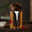 手作り竹編×香雲紗 煎茶碗 煎茶道具 手作り アウトドア 籠 巾着 収納ケース 碗筒 旅行茶器 茶碗ポーチ 竹編み|香雲紗 |茶器収納 茶碗・急須用 携帯茶具バ...