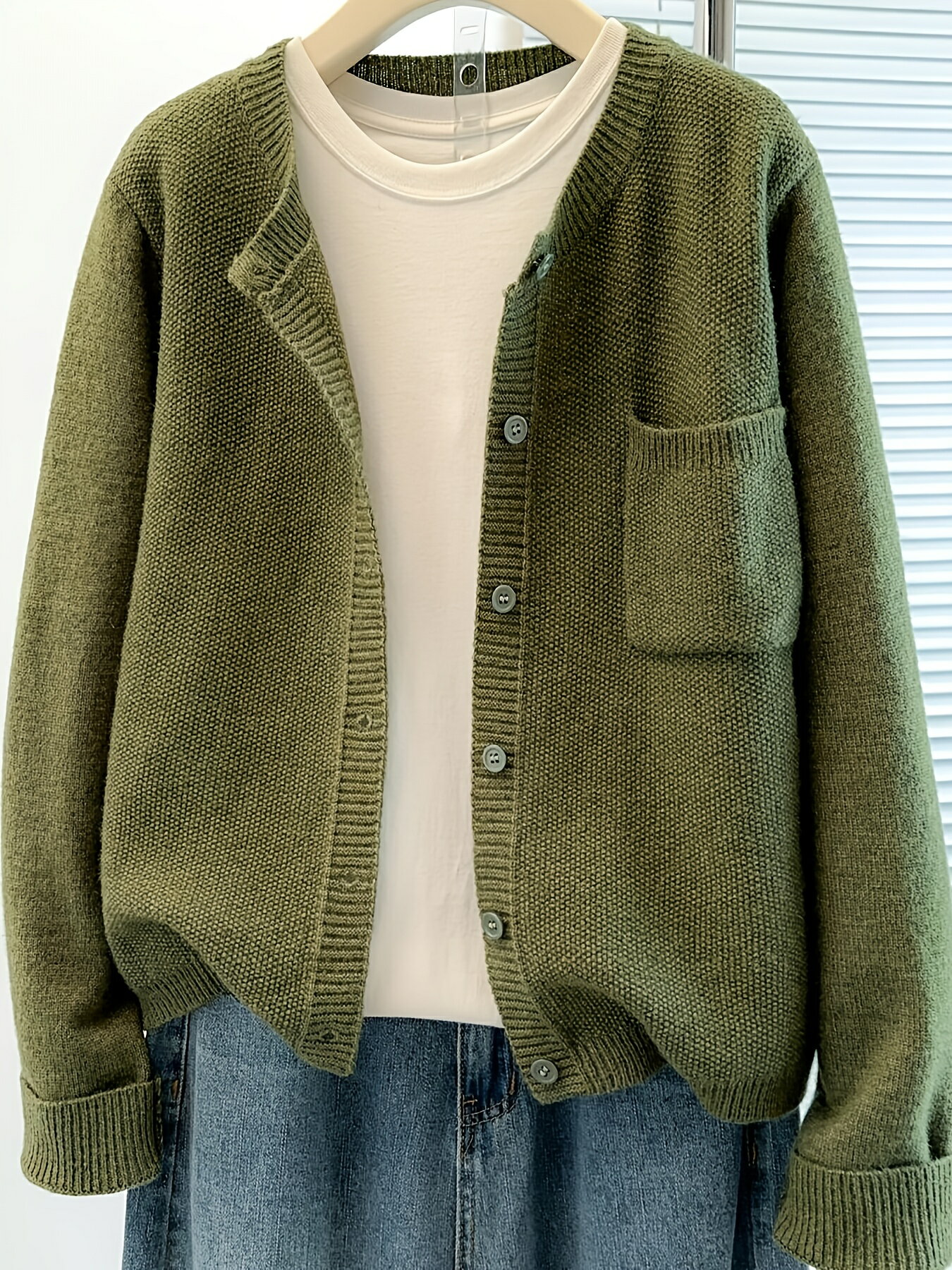 レディース ハイエラスティック ボタンフロントカーディガン - ソリッドカラーブラウス、春/秋用ジャケ..