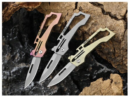 【ハンドメイド】チタン合金折りたたみナイフ EDC便利ツール - 軽量・多機能・防犯用キーホルダー 3色展開 ナイフ 多機能 鍵ホルダー キーホルダー キーリング EDC メンズギフト・アウトドア・日常兼用 ギフト