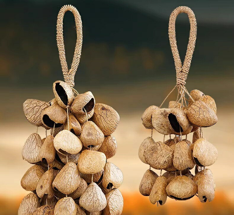 天然果殻の手揺ぎ鈴 バッグチャーム｜森の音を束ねた風鈴チャーム｜ハンドメイド ナチュラルアクセサリー｜癒しの贈り物 音響療法 ナチュラル癒しインテリア ストラップ 手作り プレゼント ギフト おしゃれ 飾り アクセサリー キーホルダー