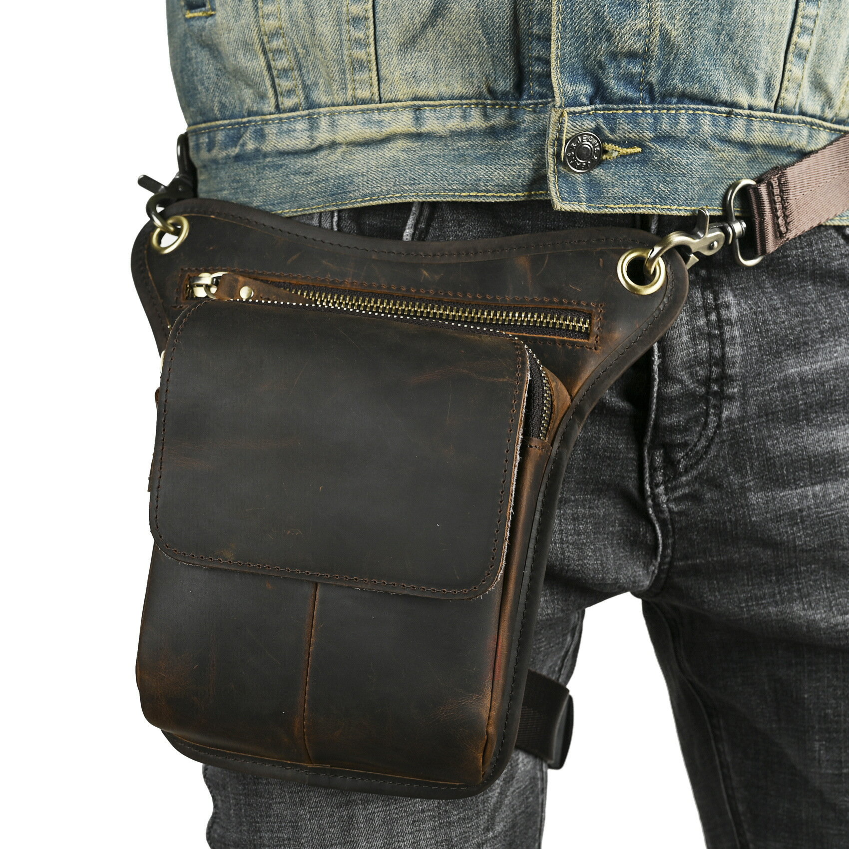 乐天商城 - 本革 牛革 ハンドメイド レトロ スマホ・カメラ用 腿バッグ 腰バッグ 斜め掛け アウトドア 日常 多機能 軽量ギフト プレゼント 記念日 お祝い プチギフト 男女兼用 ハンドメイド 天然レザー 手作り