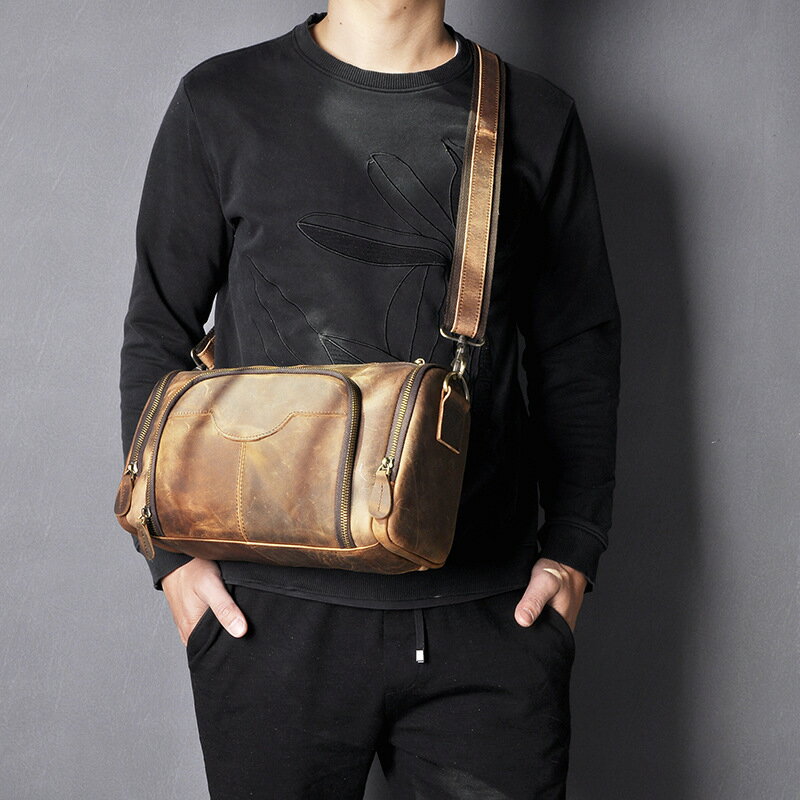 牛革 本革 メンズ 斜めがけバッグ レザー ショルダーバッグ 多収納 耐摩耗 軽量 手作り ハンドメイド 旅行 通勤 通学 カジュアル 大人向けギフト プレゼント 記念日 お祝い プチギフト ハンドメイド 天然レザー 手作り