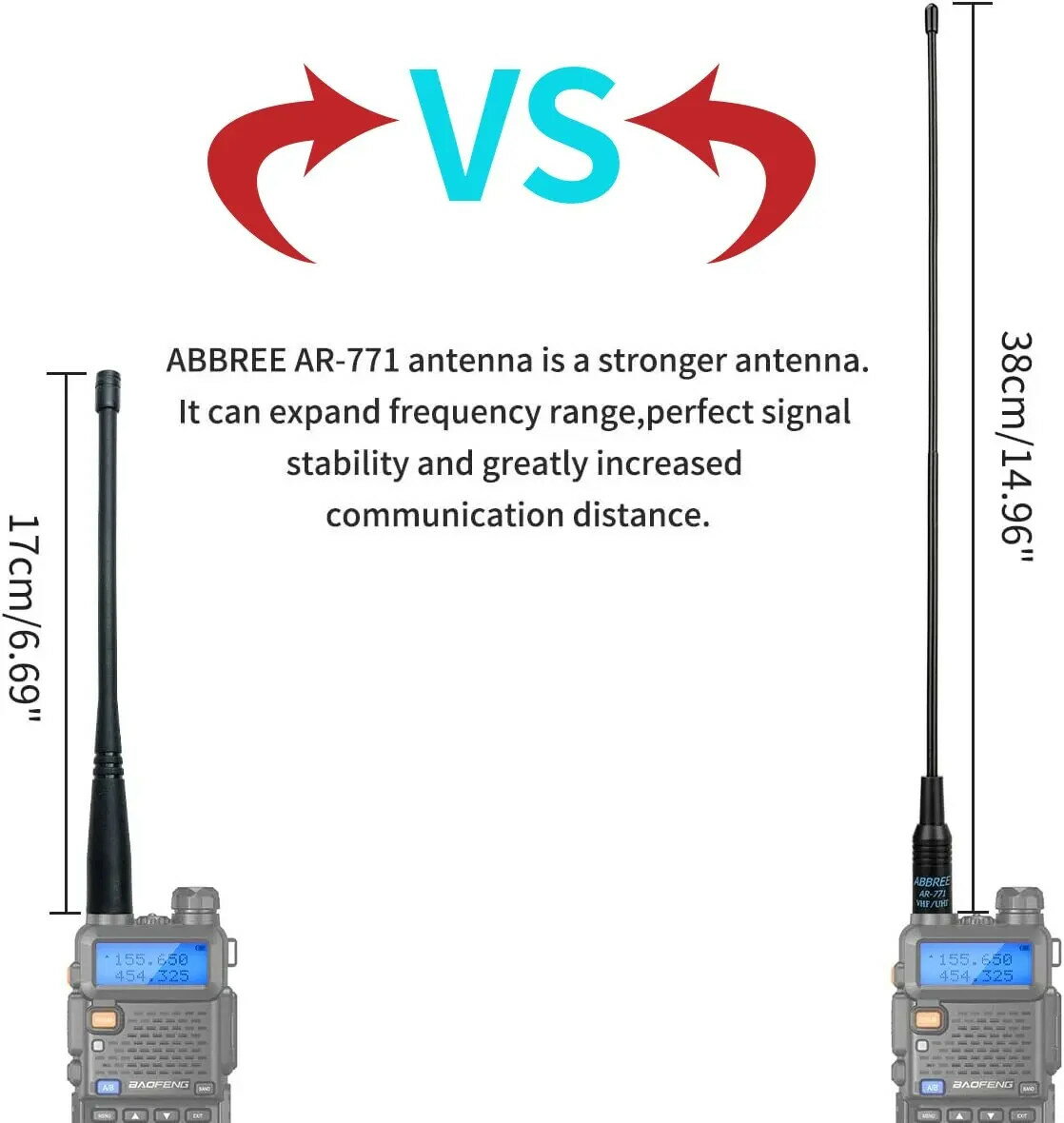 ABBREE AR 771 SMA メスアンテナデュアルバンド 144/430MHz Baofeng UV 5R S9PLUS UV 13 21Pro Quansheng UV K5 トランシーバー NA771