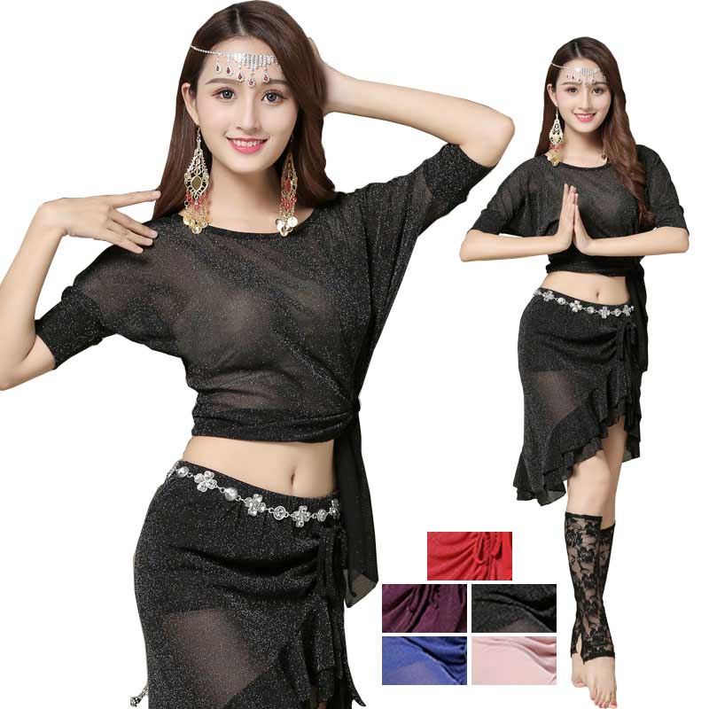 ベリーダンス ダンス衣装 セット コスチューム ハロウィン コスプレ 仮装 パーティー 余興用 レッスン着 スカート スカート レッド ネイビー パープル ブラ...