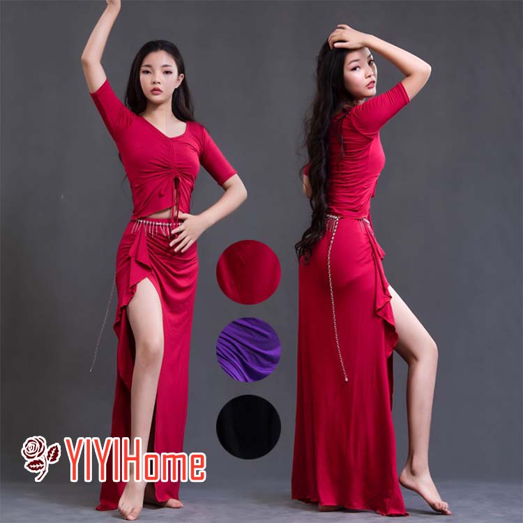 ベリーダンス ダンス衣装 セット ハロウィン コスプレ 仮装 パーティー 余興用 レッスン着 トップス スカート 2点セット 社交ダンス 発表会 ラテンダンス...