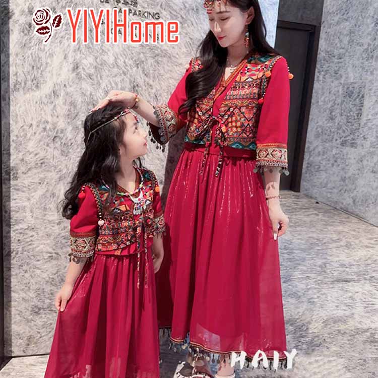 高級 親子 ダンス衣装 セット コスチューム ハロウィン コスプレ 仮装 パーティー 余興用 レッスン着 スカート サンバ インドダンス ステージ 練習着 レッ...