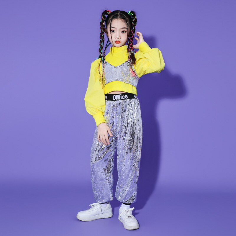 乐天商城 - キッズダンス衣装 セットアップ ヒップホップ ダンス衣装 ショートパンツ トップス　派手 長袖 ユニセックス ダンス衣装 原宿 キッズ ダンス 衣装 ヒップホップ ガールズ キッズダンス ダンス hiphop jazz ダンス衣装　カッコイイ 110-180cm