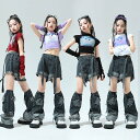 4色 キッズ 子供用 ダンス 衣装 セットアップ 衣装 ヒップホップ ジャズ ダンス衣装 トップス ショート丈 女の子 おしゃれ ダンス衣装 HIPHOP パン...