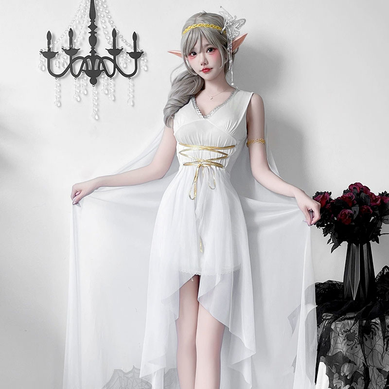 ギリシャ女神 中世風 ドレス ハロウィン コスプレ衣装 エルフ ワンピース クレオパトラ 舞台衣装 文化..