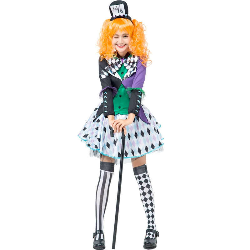 樂天商城 - ハロウィン コスプレ 衣装 チェック柄 ピエロ風 分体セット パーティー 仮装 コスチューム