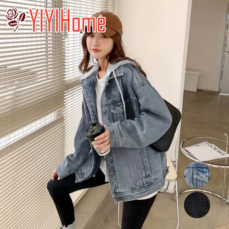 春秋新作 レディース フード付き デニムジャケット 韓国風 レトロ ゆったり カジュアル 長袖 アウター ..