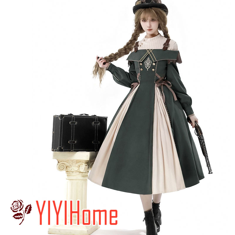 樂天商城 - 軍緑 ベージュ ロリータ 可愛い Lolita 打ち合わせ用 インナートップス　ワンピース　日常　甘め　セット レディース 撮影 お出かけ イベント コスプレ 仮装 ハロウィン ガーリー清楚系コーデ 体型カバー フェミニン華やかスタイル
