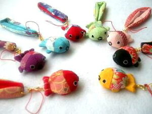 バレンタイン ◆和風縮緬◆金魚ストラップ!!1個200円8個セット、送料無料