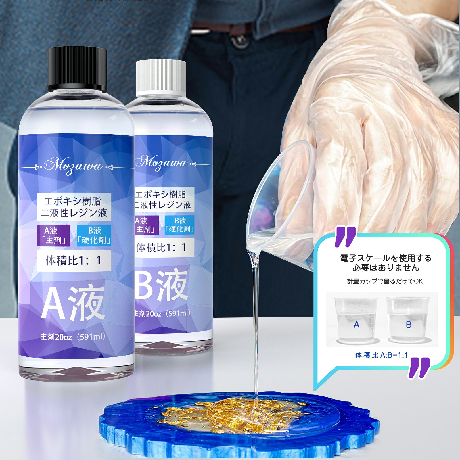 大容量 レジン液 エポキシ樹脂 2液性レジン エポキシ樹脂 クラフトレジン液 2本 4...