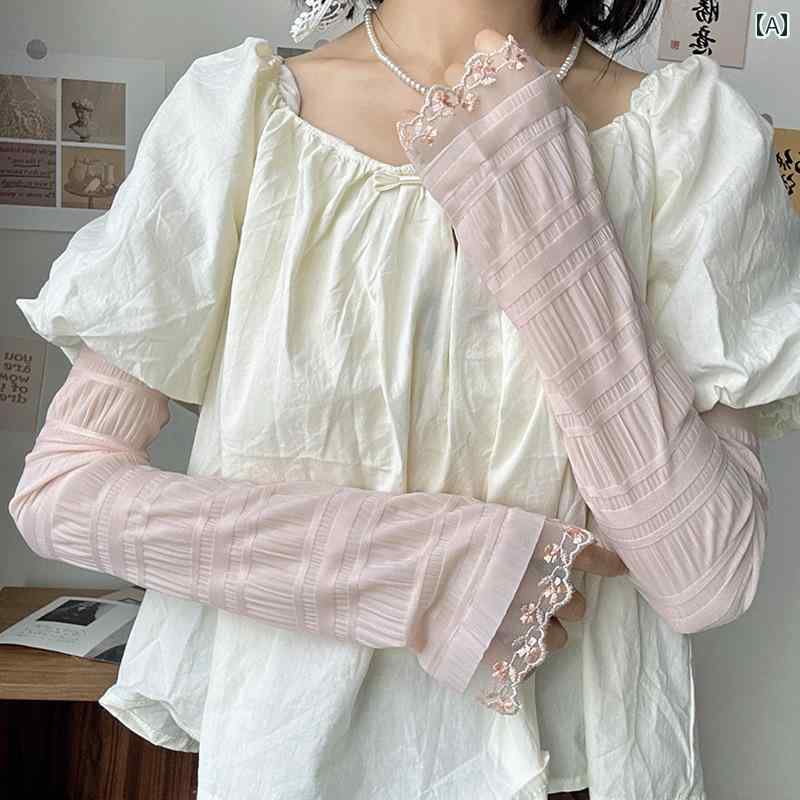 レディース ファッション 腕 アーム 春夏 秋 かわいい おしゃれ 韓国 日焼け防止 日焼け対策 紫外線対策 女性 アウトドア 車 運転 レース UVカット フリル シンプル 上品 大人