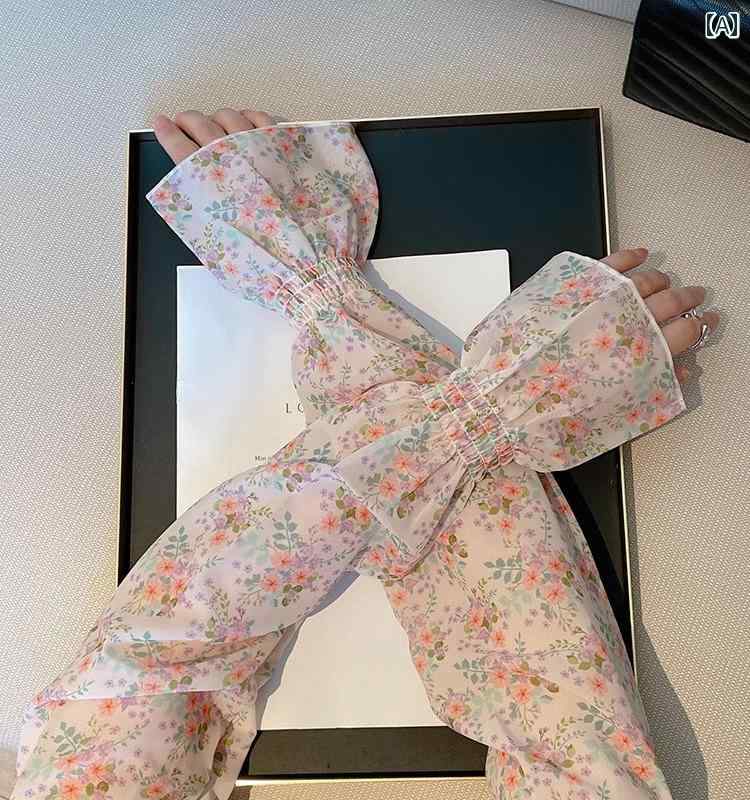 レディース ファッション 腕 アーム 春夏 秋 かわいい おしゃれ 韓国 日焼け防止 日焼け対策 紫外線対策 女性 アウトドア 通気性 運転 車 花 花柄 フラワー ガーリー UVカット