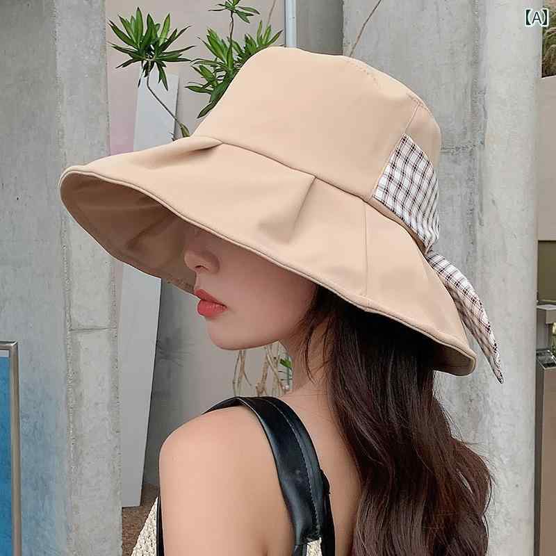 乐天商城 - レディース ファッション 春夏 秋 レディース 帽子 女性 紫外線対策 日焼け防止 サンハット バケットハット かわいい おしゃれ チェック リボン 日よけ