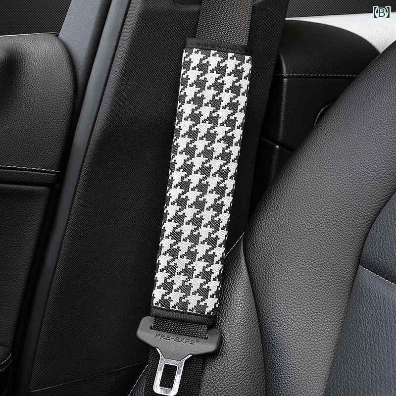シートベルト ショルダー レディース カーショルダー ベルト セット チェック 千鳥格子 リボン おしゃれ かわいい 花 フラワー キルティング シンプル 上品 大人 女性 車用品 車 装飾 カー用品