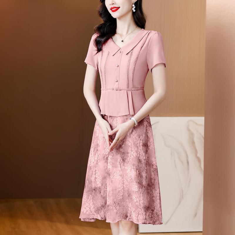 レディース ファッション 韓国 女性 春夏 秋 かわいい おしゃれ 花柄 ドレス 着瘦せ 花 フラワー ワンピース ロングスカート 半袖 上品 大人 シンプル 大きいサイズ