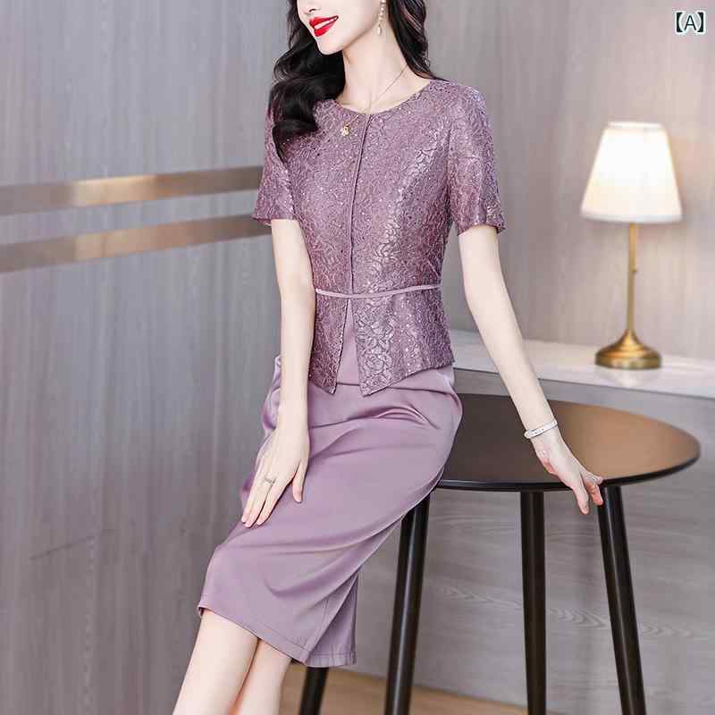 レディース ファッション 韓国 女性 春夏 秋冬 かわいい おしゃれ ドレス 結婚式 西洋風 ワンピース ロングスカート タイト レース シンプル 大人 上品 半袖 大きいサイズ