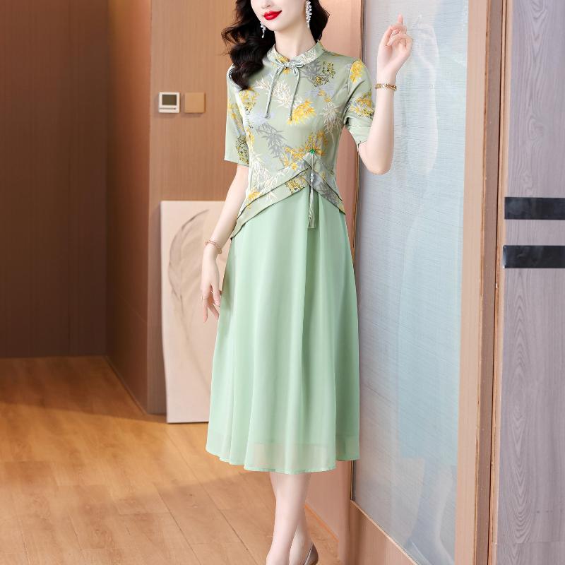 レディース ファッション 韓国 女性 春夏 秋冬 かわいい おしゃれ ドレス ロングスカート ワンピース シンプル 花 花柄 フラワー 半袖 リボン 上品 大人 大きいサイズ