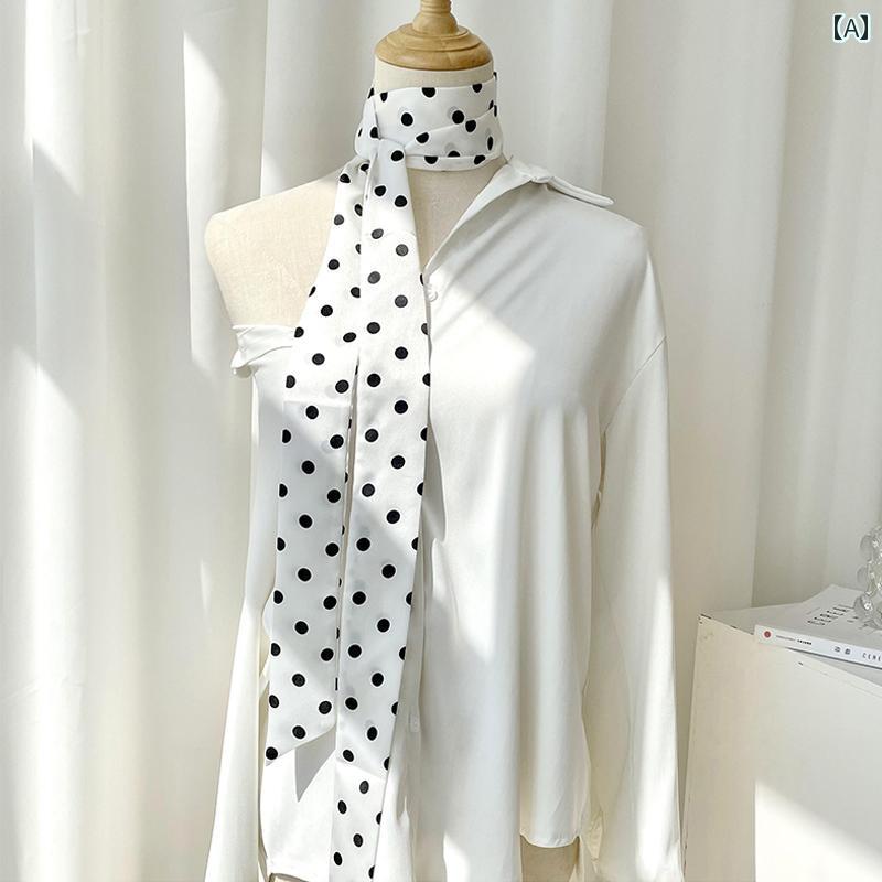 レディース ファッション 春夏 秋冬 レディース 女性 5×200cm 水玉模様 ドット スカーフ ストール ショ..