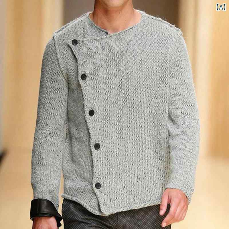 メンズ ファッション 春　夏　秋　冬　 かっこいい オシャレ モテ 男性用 紳士服 服 韓国 シンプル　大人 秋　冬 アメリカン 斜めの 前立て 厚手 ニット セーター メンズ カーディガン セーター ジャケット メンズニット