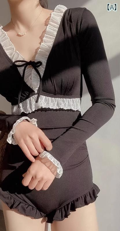 レディース ファッション 春夏 秋 冬 女性 かわいい おしゃれ 水着 韓国 海 プール 温泉 長袖 大人 レース フリル リボン 紫外線対策 日焼け対策 日焼け防止 セクシー シンプル 上品