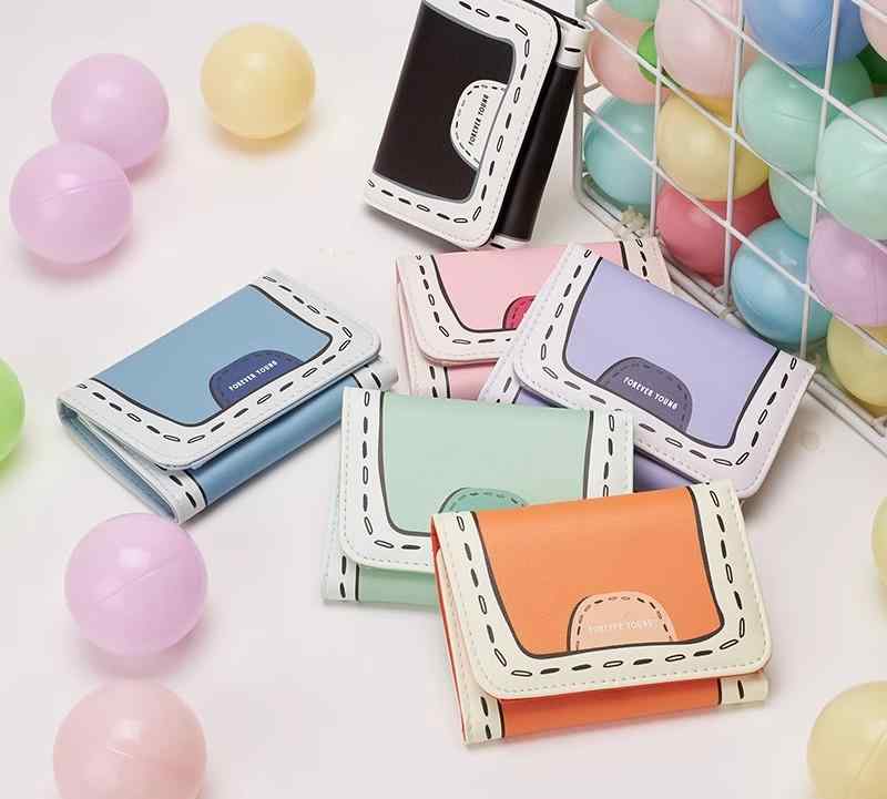 N - 高級 韓国 財布 女性 レディース ファッション おしゃれ かわいい ウォレット シンプル カード イラスト コンパクト ミニ 折りたたみ ショート 個性的