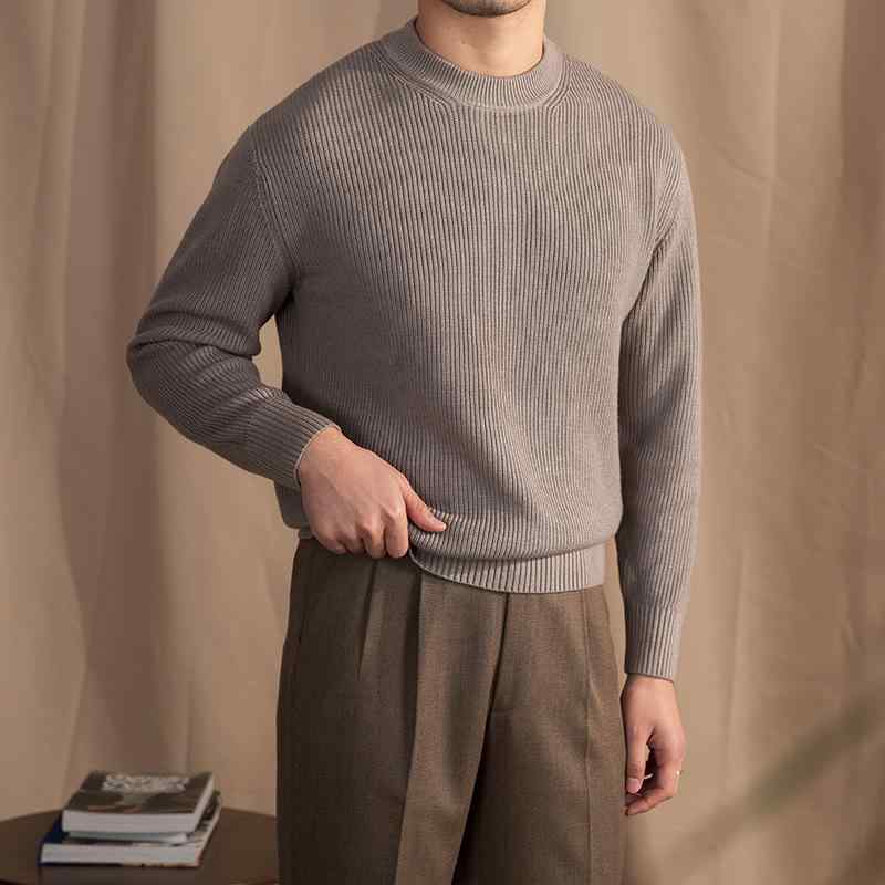 Rakuten - メンズ ファッション 春夏 秋冬 かっこいい オシャレ モテ 男性用 紳士服 服 韓国 カジュアル やや 幅広 太 針 ラウンドネック セーター 30 ウール プルオーバー 長袖 暖かい セーター 男性用