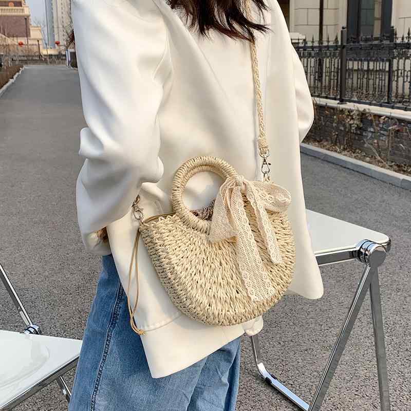 レディース ファッション 春夏 秋 女性 かわいい おしゃれ 韓国 鞄 バッグ 上品 大人 ショルダーバッグ 籠 シンプル 海 プール リボン レース ハンドバッグ