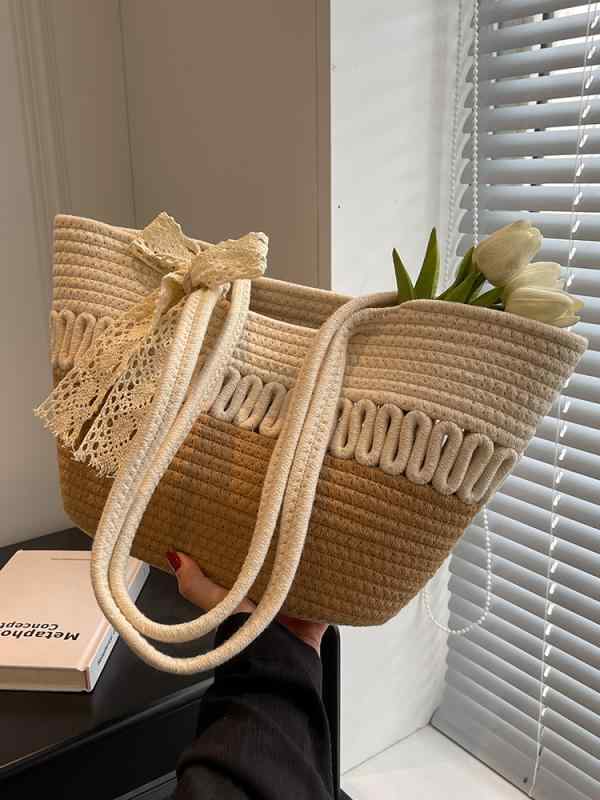 Rakuten - レディース ファッション 春夏 秋 女性 かわいい おしゃれ 韓国 鞄 バッグ 上品 大人 大容量 トートバッグ 籠 シンプル 海 プール レース リボン ドット ドット
