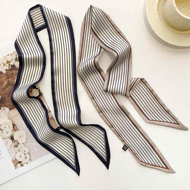 春夏 秋冬 レディース ファッション 6×95cm スカーフ ストール ショール ストライプ 女性 韓国 ネクタイ リボン ヘアゴム ヘアアレンジ かわいい おしゃれ シンプル オフィス 通勤