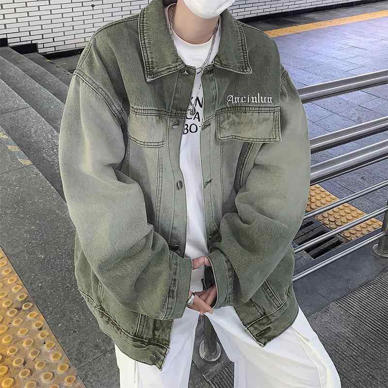 乐天商城 - メンズ ファッション 春夏 秋冬 かっこいい オシャレ モテ 男性用 紳士服 服 韓国 春 ストリート ウォッシュ グラデーション デニムジャケット メン アメリカン ファッション カジュアル レトロ ジャケット