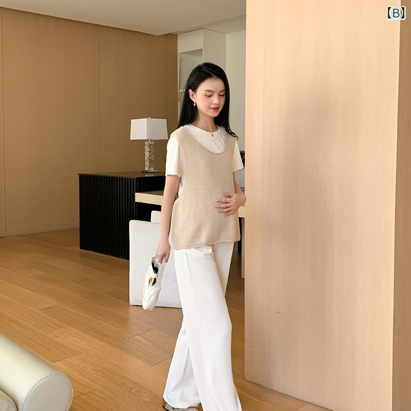 レディース ファッション 春夏 秋 かわいい おしゃれ マタニティ 妊娠中 ベビー 赤ちゃん ベスト パンツ トップス Tシャツ ロング 長ズボン ゆったり シンプル ボトムス 半袖