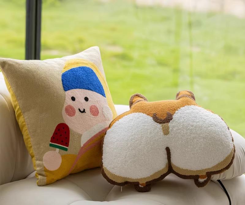 インテリア 雑貨 装飾 飾り クッション 座布団 カバー 枕 寝具 おしゃれ かわいい シンプル 韓国 上品 高級 部屋 ベッド 北欧 コーギー かわいい ガーリー ハート 枕 リビング ルーム ソファ クッション 出窓 バルコニー 刺繍 枕 ケース