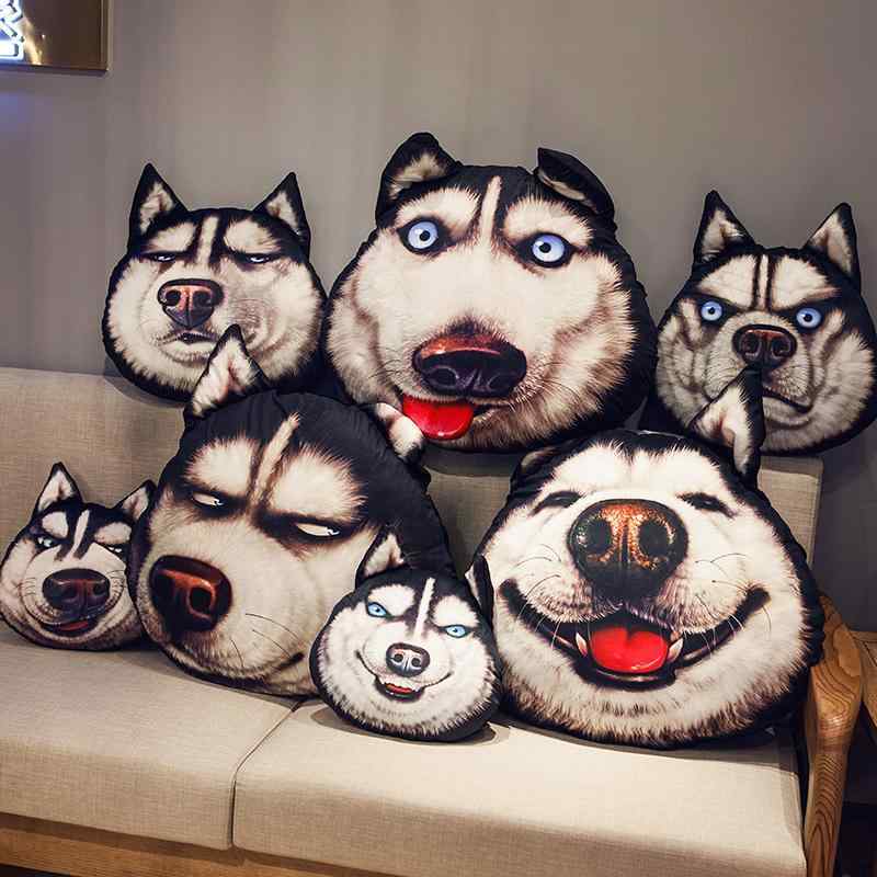 Dog - クッション 枕 ふわふわ 男の子 女の子 インテリア おもちゃ ぬいぐるみ 人形 かわいい ベビー 赤ちゃん 子供 プレゼント おすすめ 誕生日 ギフト クリスマス 贈り物 出産祝い ハスキー 犬 おもしろ リアル ペット 選択可能 動物 アニマル