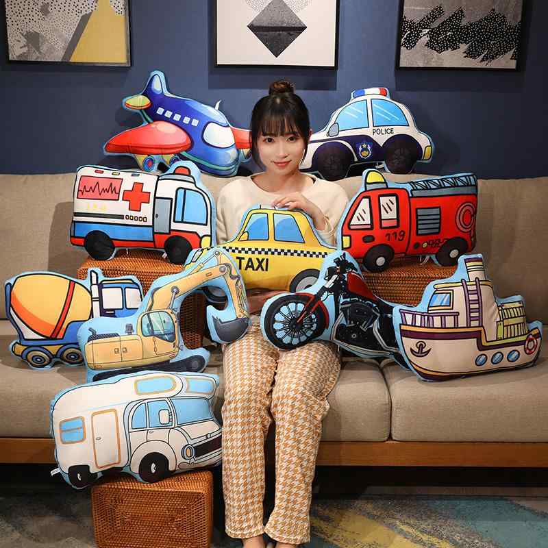 樂天商城 - クッション 枕 ふわふわ 男の子 女の子 インテリア おもちゃ ぬいぐるみ 人形 かわいい ベビー 赤ちゃん 子供 プレゼント おすすめ 誕生日 ギフト クリスマス 贈り物 出産祝い 乗り物 重機 車 船 飛行機 パトカー 消防車 救急車 バイク
