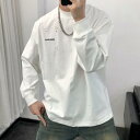 メンズ ファッション 春 夏 秋 冬 かっこいい オシャレ モテ 男性用 紳士服 服 韓国 シンプル 大人 ブロークン レター 長袖 T シャツ 綿 シンプル ファッション 個性的 リッピング トップ