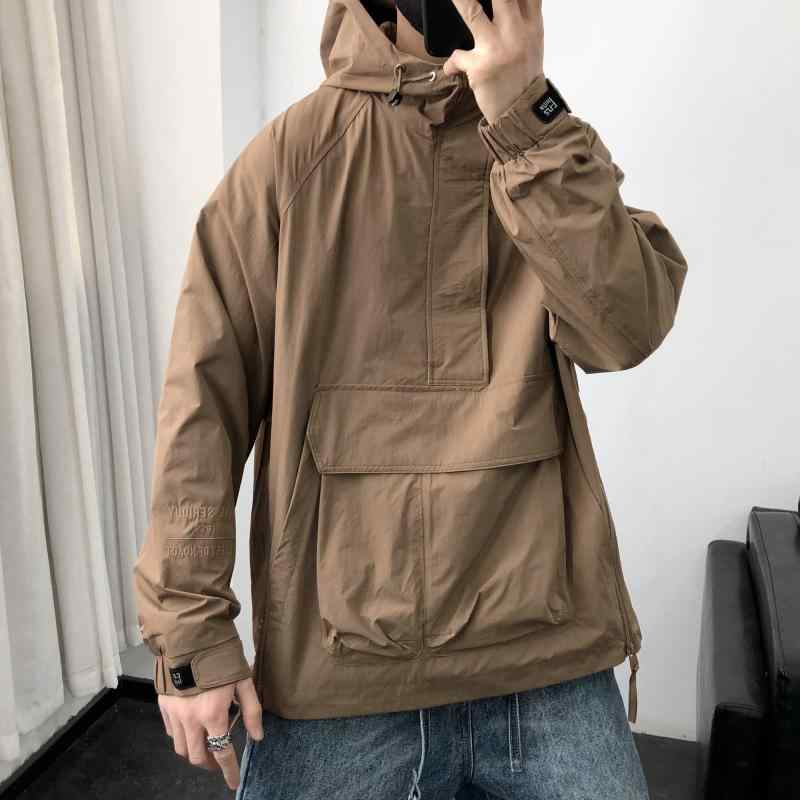 メンズ ファッション 春 夏 秋 冬 かっこいい オシャレ モテ 男性用 紳士服 服 韓国 シンプル 大人 ジャケット 男性用 秋 カジュアル トップ 大きい ポケット ハーフ ジッパー 装飾