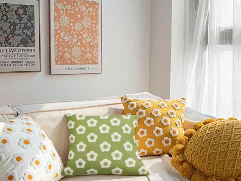 Fabrics - インテリア 雑貨 装飾 飾り クッション 座布団 カバー 枕 寝具 おしゃれ かわいい シンプル 韓国 上品 高級 部屋 ソファー ベッド ケース リビング ルーム ソファ バック 腰椎 ベッド 朝食 寝室 風 太陽 花