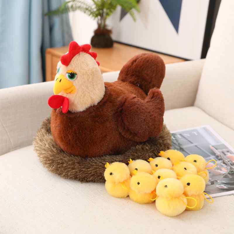 Chicken - クッション 枕 ふわふわ 男の子 女の子 インテリア おもちゃ ぬいぐるみ 人形 かわいい ベビー 赤ちゃん 子供 プレゼント おすすめ 誕生日 ギフト クリスマス 贈り物 出産祝い 鶏 巣 ひよこ っこ遊び リアル