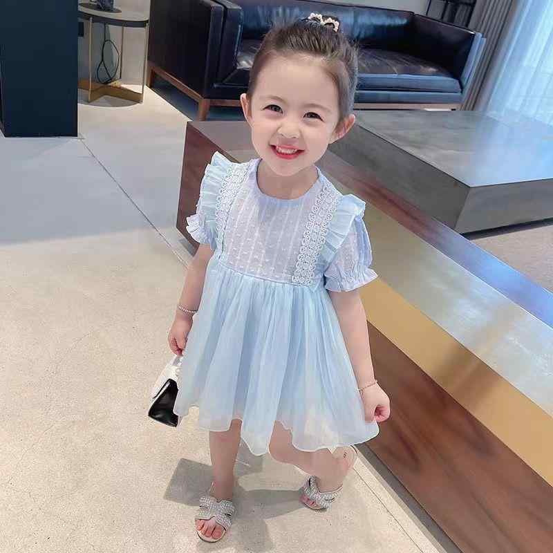 キッズ ファッション 女の子 かわいい おしゃれ 韓国 子供服 プリンセス 発表会 高級 ドレス 半袖 ワンピース 夏 レース フリル リボン