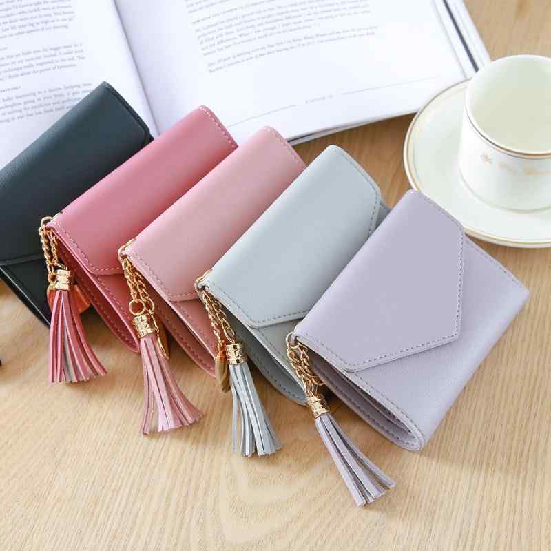 高級 韓国 財布 女性 レディース ファッション おしゃれ かわいい ウォレット シンプル タッセル ミニ コンパクト 運び カード 小銭 折りたたみ