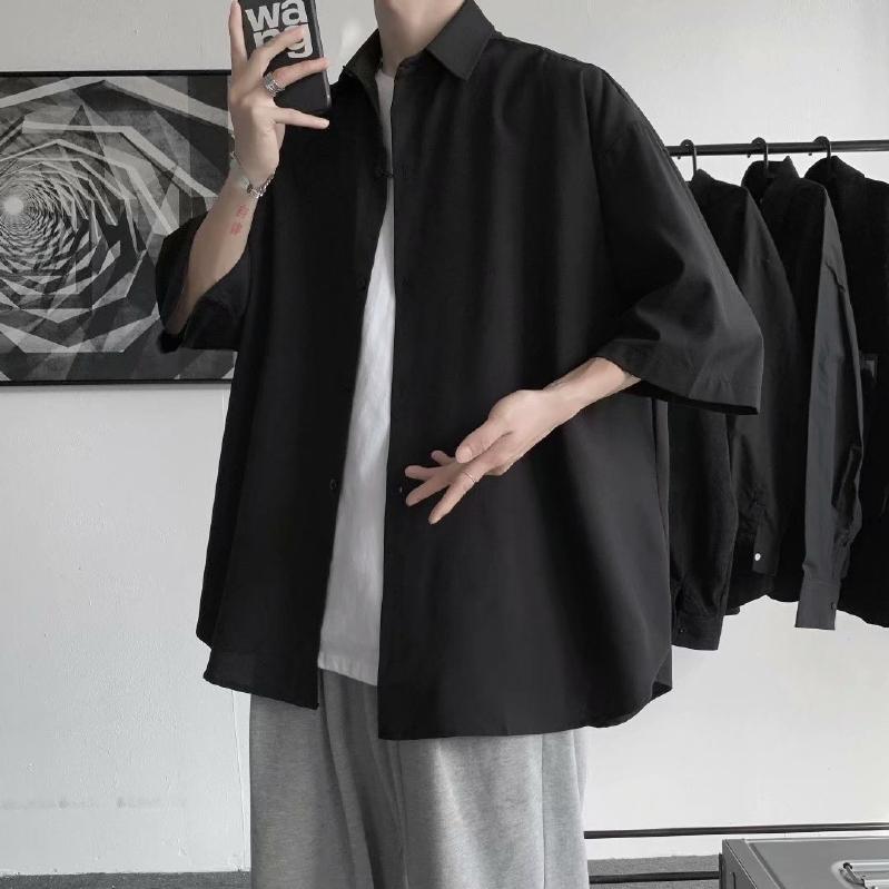 メンズ ファッション 春 夏 秋 冬 かっこいい オシャレ モテ 男性用 紳士服 服 韓国 シンプル 大人 男女の 夏用の 薄手の ドロップ フィール シャツ 韓国 七分袖 シャツ 冷感 半袖 ジャケット