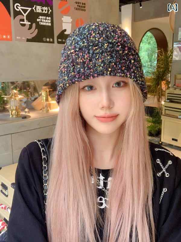 Rakuten - 韓国 女性 春夏 秋　冬 レディース かわいい おしゃれ 帽子 女性用 秋　冬大きい カラフル 耳保護 包頭 帽子 顔 示す ニット ウール 帽子